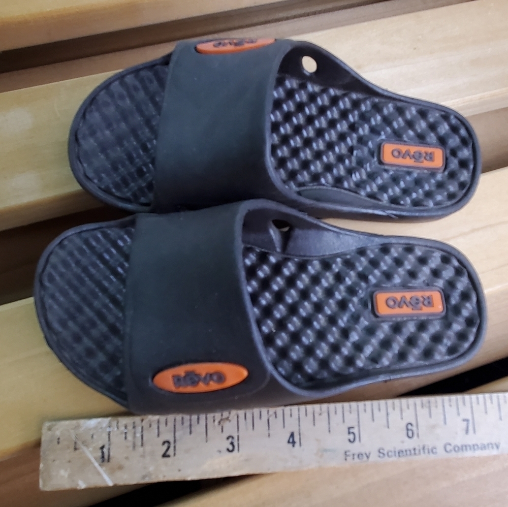 Kids Revo Blue and Orange Slide Sandals. SMALL - Picture 9 of 10
